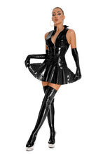 Load image into Gallery viewer, Black PU Leather Dress Set